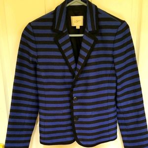 LOFT Striper Blazer Blue and Black